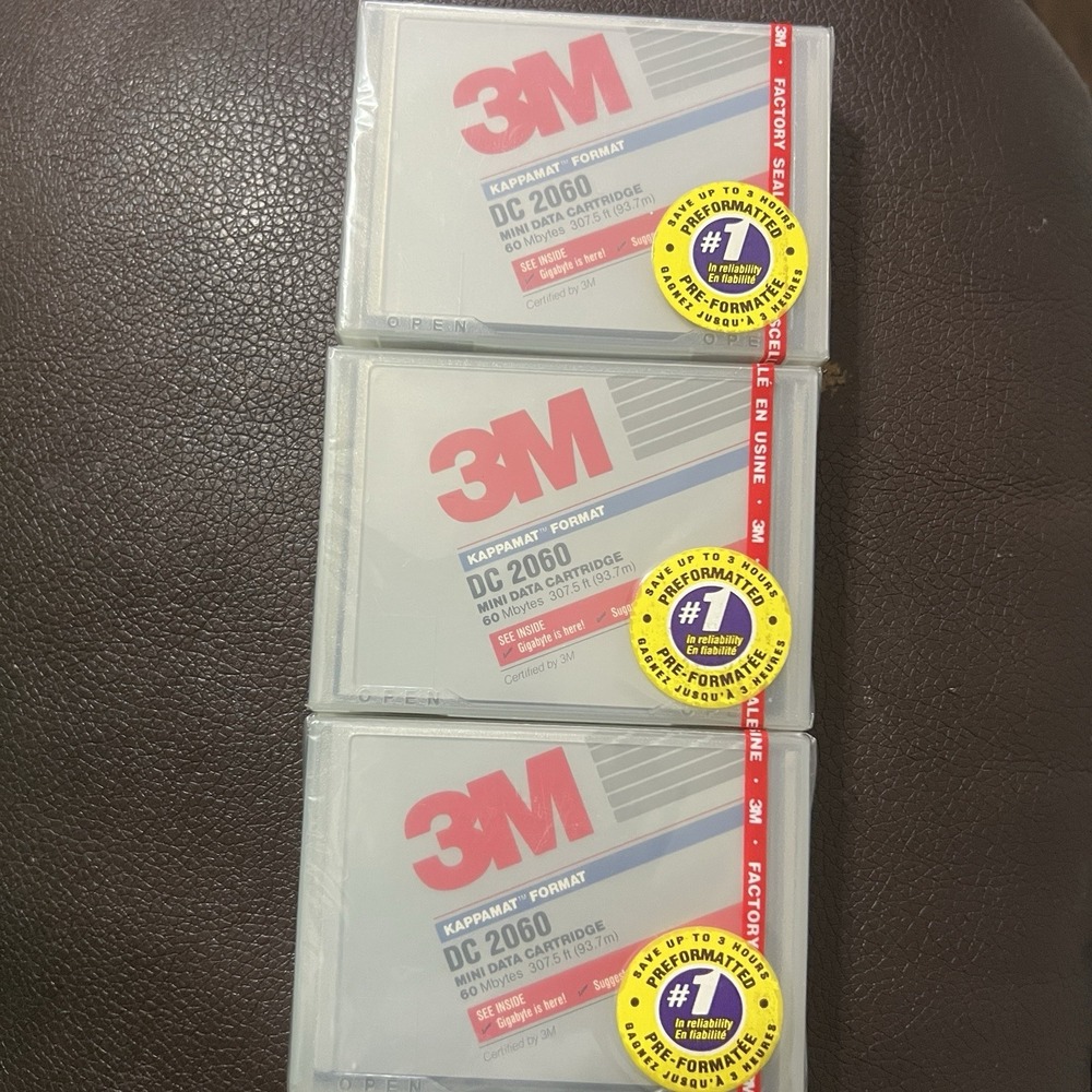 3M DC 2060 Mini Data Cartridges 60MB KappaMat – 3 Pack – Factory Sealed